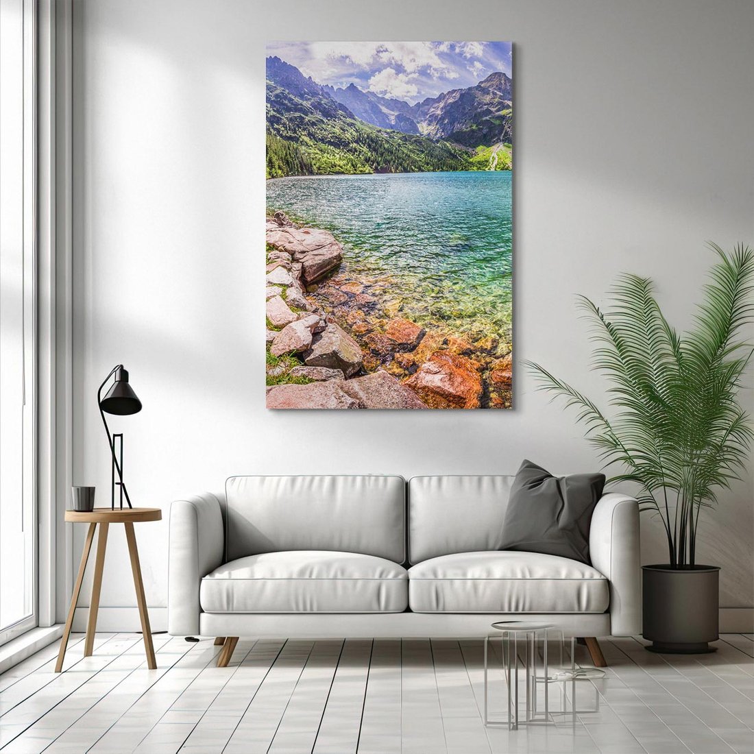 Obraz na płótnie 50x70 - Majestat gór - góry, jezioro