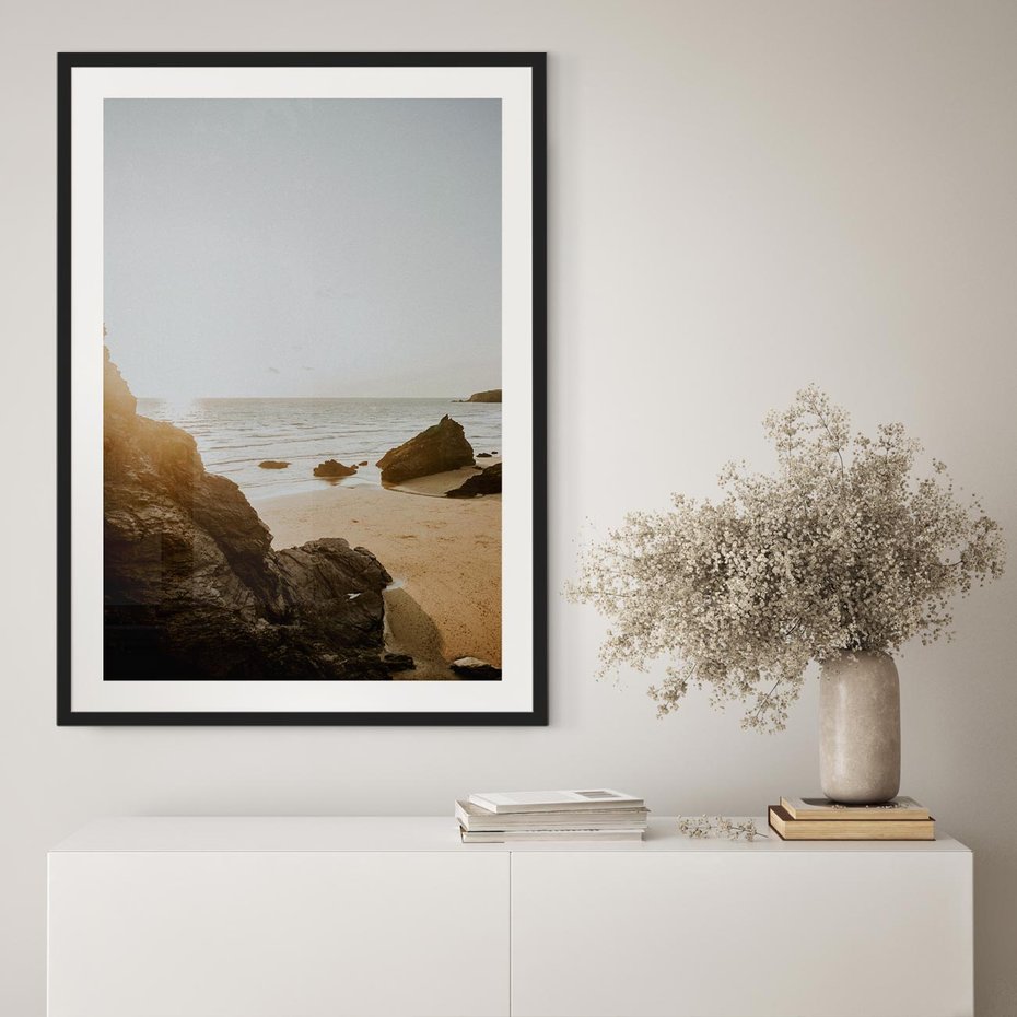 Plakat bez ramy 21x30 - Magia Wieczornego Spokoju - plaża, zachód