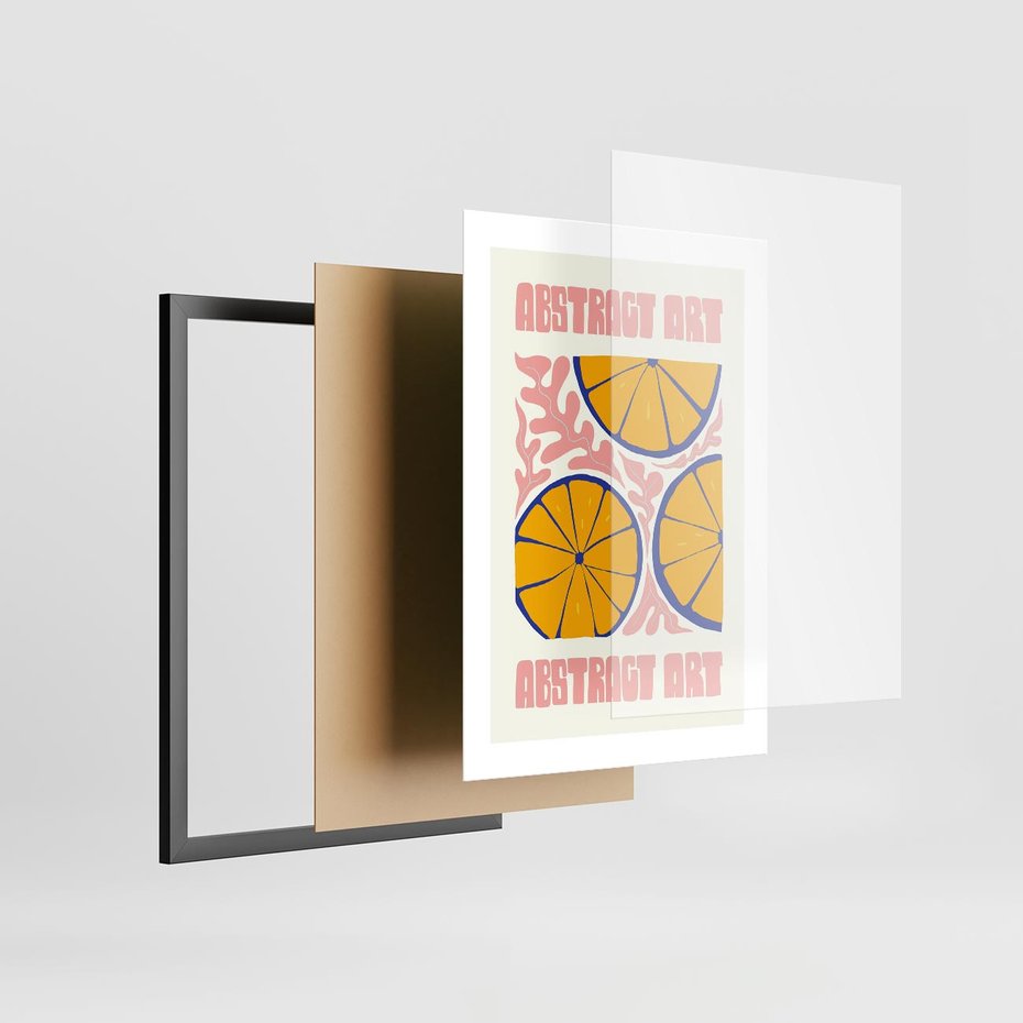 Plakat w ramie 30x40 - Podróżne Wizje - typografia, cytryny - rama czarna