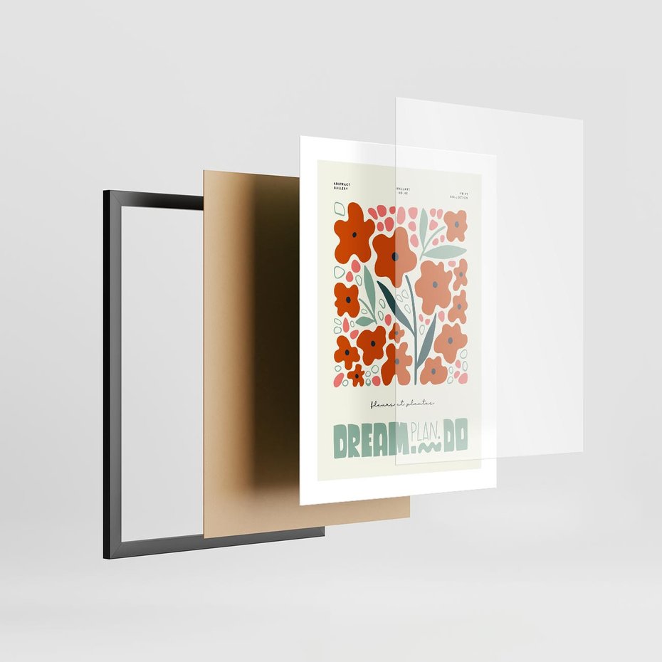 Plakat w ramie 30x40 - Abstrakcyjne Spektrum - kwiaty, abstrakcja - rama czarna