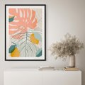 Plakat bez ramy 30x40 - Sztuka Natury: Liście Monstery w Pastelach - nowoczesna grafika, pastelowe liście monstery