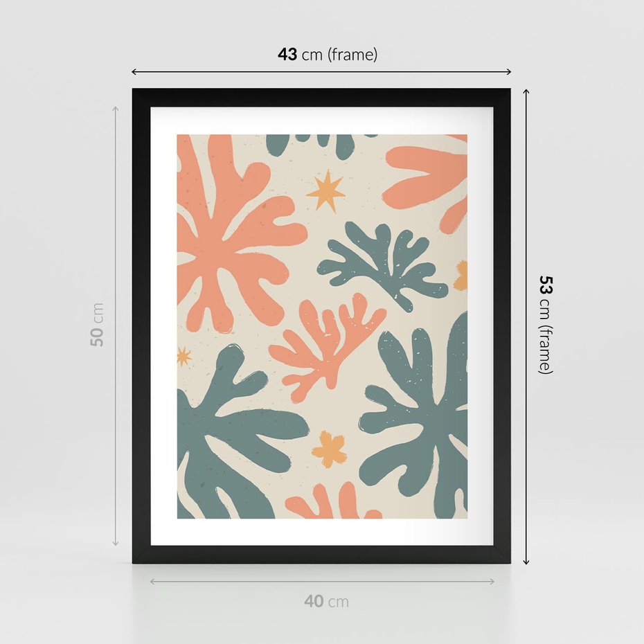 Plakat w ramie 40x50 - Boho Wybuch - boho formy, kształty - rama czarna