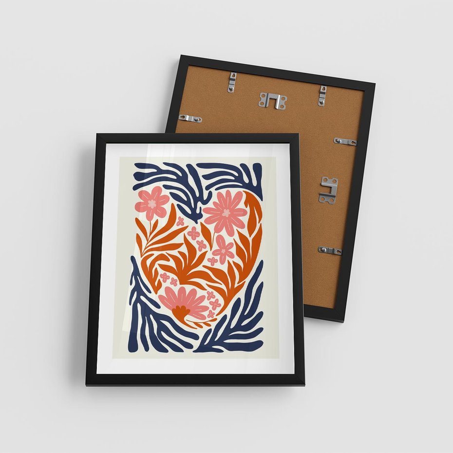 Plakat w ramie 40x50 - Kwiatami Splecione - kwiaty, nowoczesny plakat - rama czarna