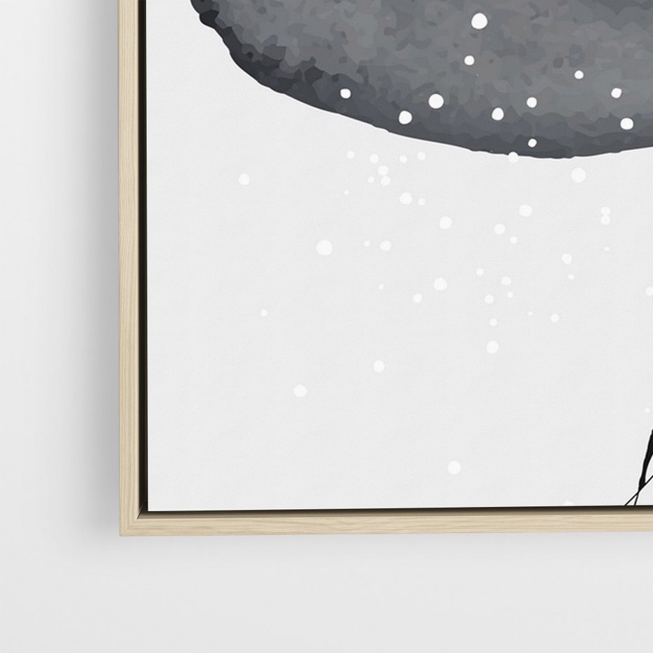 Obraz w ramie 50x70 - Impresje Harmonii - abstrakcyjne plamy akwarelowe, czarny szkic - rama drewno