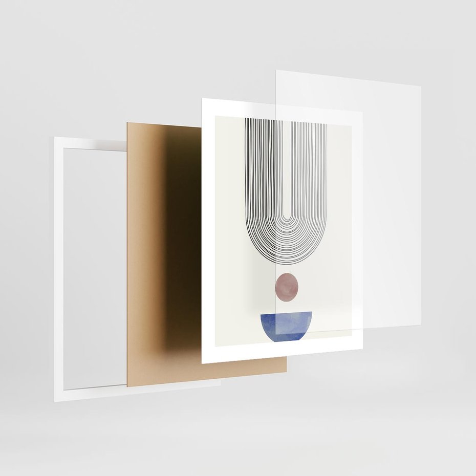 Plakat w ramie 40x50 - Rozplątane Wibracje - nowoczesny plakat, styl midcentury - rama biała