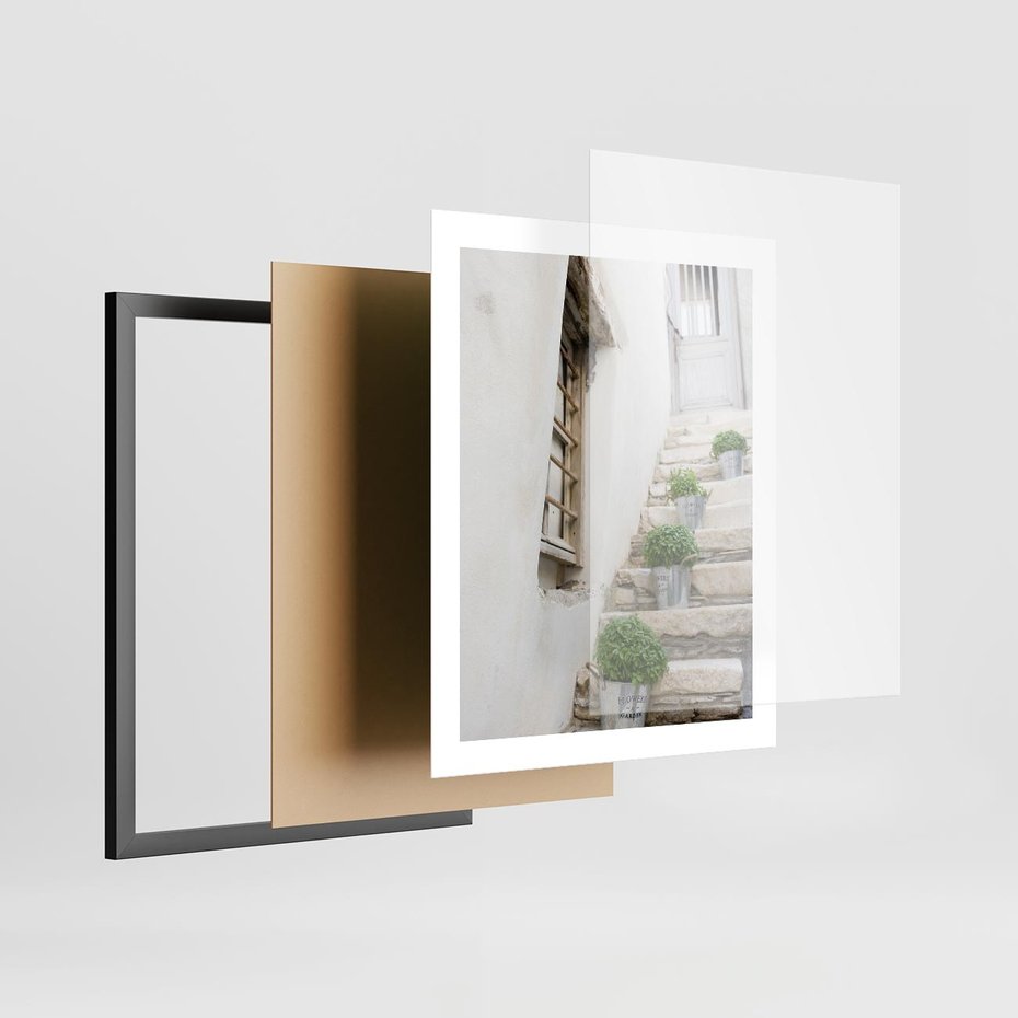 Plakat w ramie 40x50 - Wznoszące się Marzenia - schody, perspektywa - rama czarna