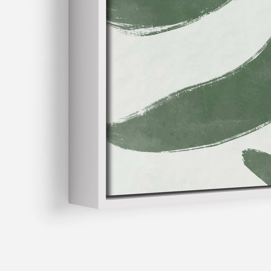 Obraz w ramie 70x100 - Zieleń Wewnętrznego Spokoju - zielony plakat, roślinne inspiracje - rama biała