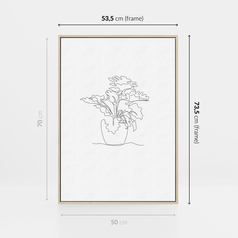 Obraz w ramie 50x70 - Rozkwitające Formy - szkic, minimalizm - rama drewno