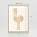 Plakat w ramie 30x40 - Podróżne Kształty - geometryczne linie w złotym kolorze, minimalizm - rama drewno