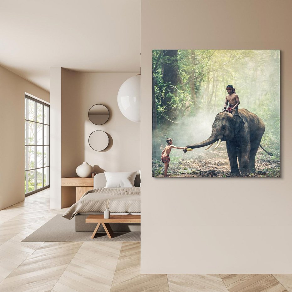 Obraz na płótnie 40x40 - Mistyfikacja w azjatyckim lesie - Azja, słoń