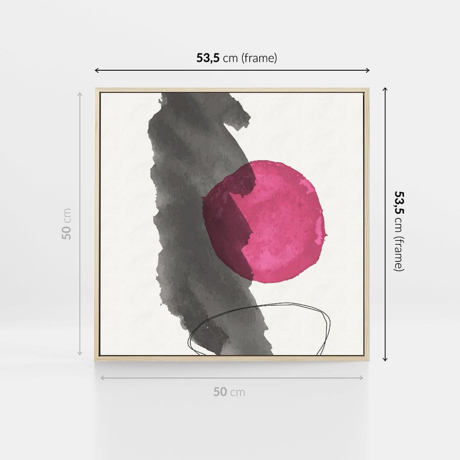 Obraz w ramie 50x50 - Bezczasowe Rytmy - abstrakcyjne nieregularne plamy, czarny - rama drewno