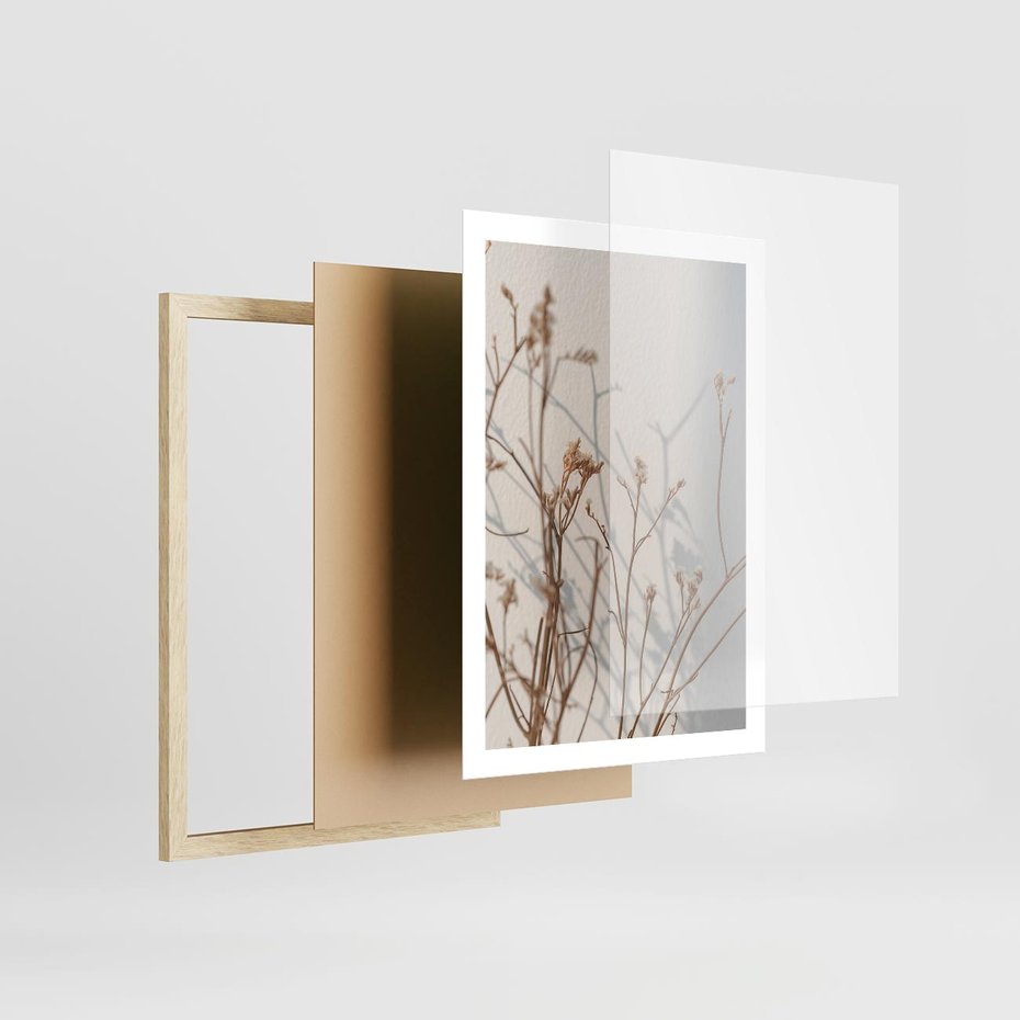 Plakat w ramie 50x70 - Boho gałązki suche - gałązki, suche - rama drewno