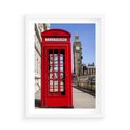 Plakat w ramie 50x70 - Ikoniczna budka telefoniczna w Londynie - budka, telefoniczna - rama biała