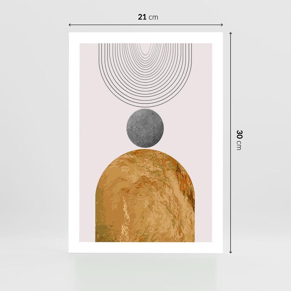 Plakat bez ramy 21x30 - Złote Półkole w Sztuce Geometrii - grafika, złote półkole