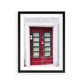 Plakat w ramie 50x70 - Retro Przez Drzwi - drzwi, retro - rama czarna