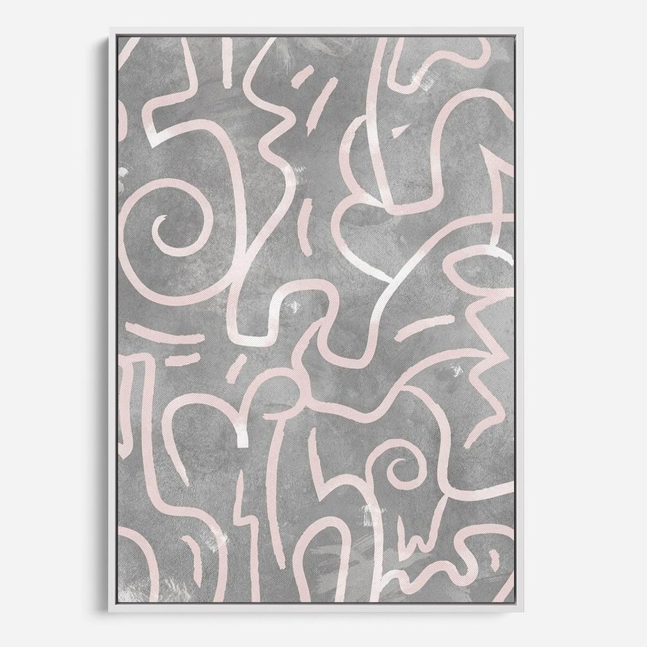 Obraz w ramie 50x70 - Sploty odblasków i zawirowań - abstrakcyjne rysunki, wzorek - rama biała