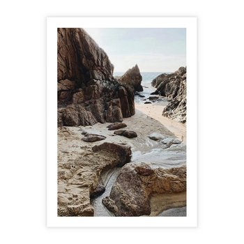 Plakat bez ramy 21x30 - Morze i Klify - skalista plaża, krajobraz morski