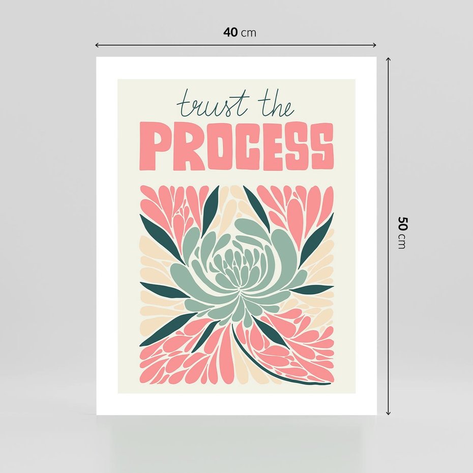 Plakat bez ramy 40x50 - Rozbijające Barwy - abstrakcyjny pastelowy kwiat, wyrazista typografia