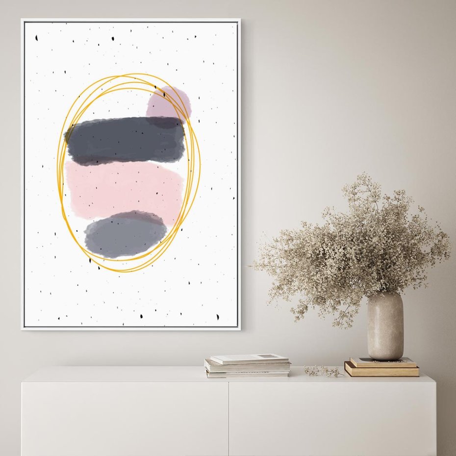 Obraz w ramie 50x70 - Migocące Odbicia - abstrakcyjna kompozycja, jak ręcznie malowana - rama biała