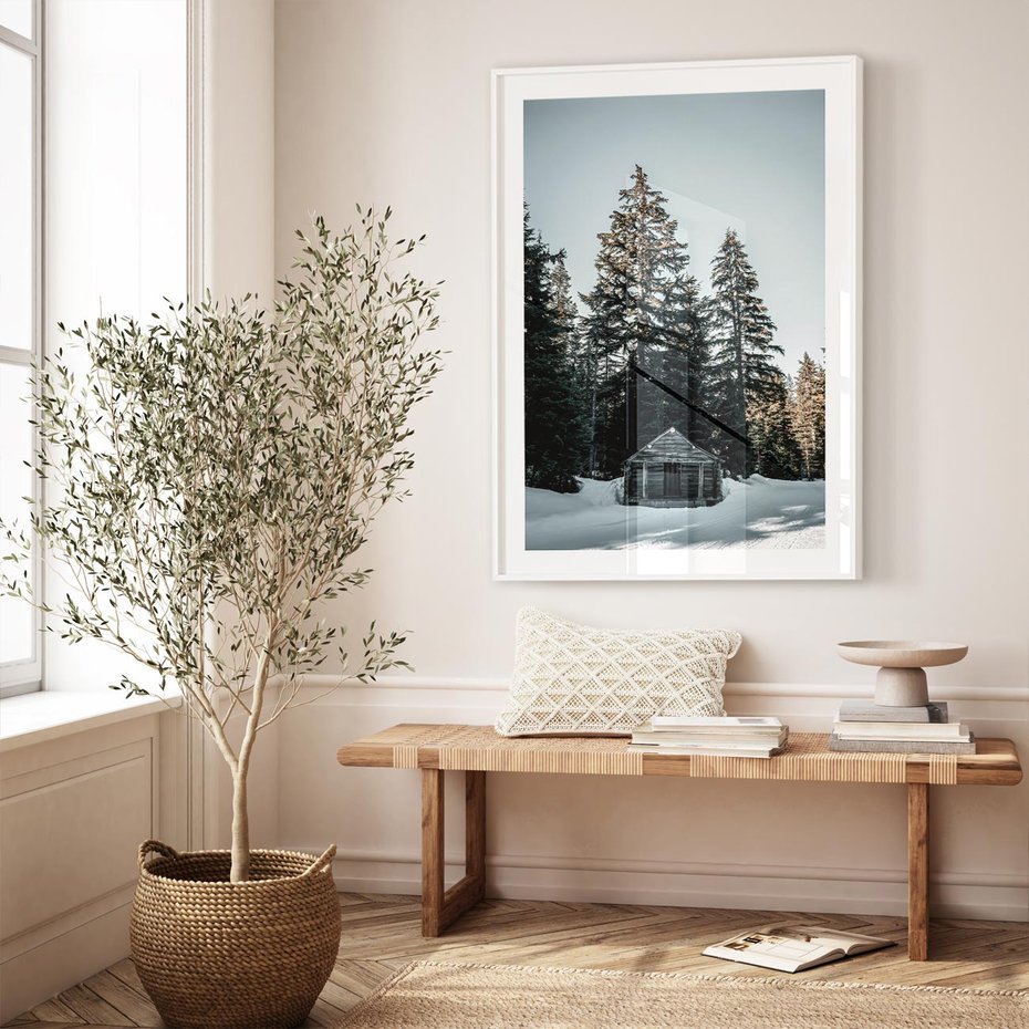 Plakat bez ramy 40x50 - Chatka w Górach w Czasie Zimy - chatka w górach, zima