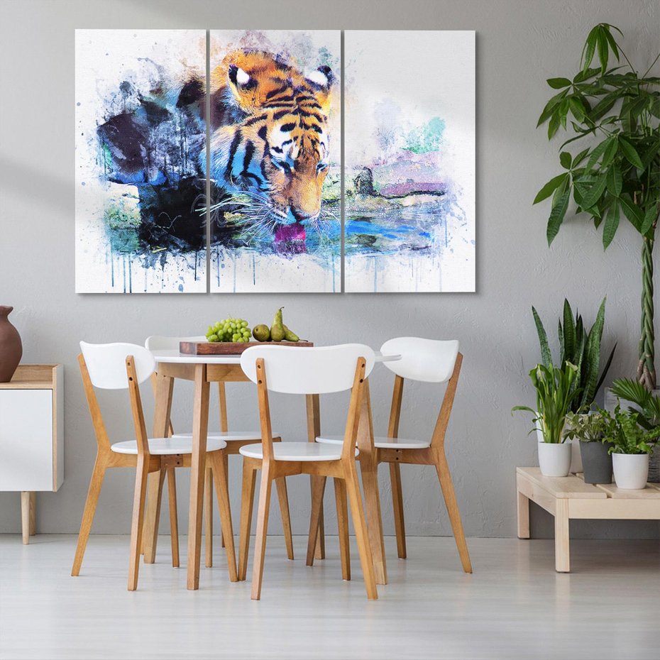 Obraz na płótnie 120x80 - Tygrys w abstrakcyjnym tańcu - tygrys, sztuka