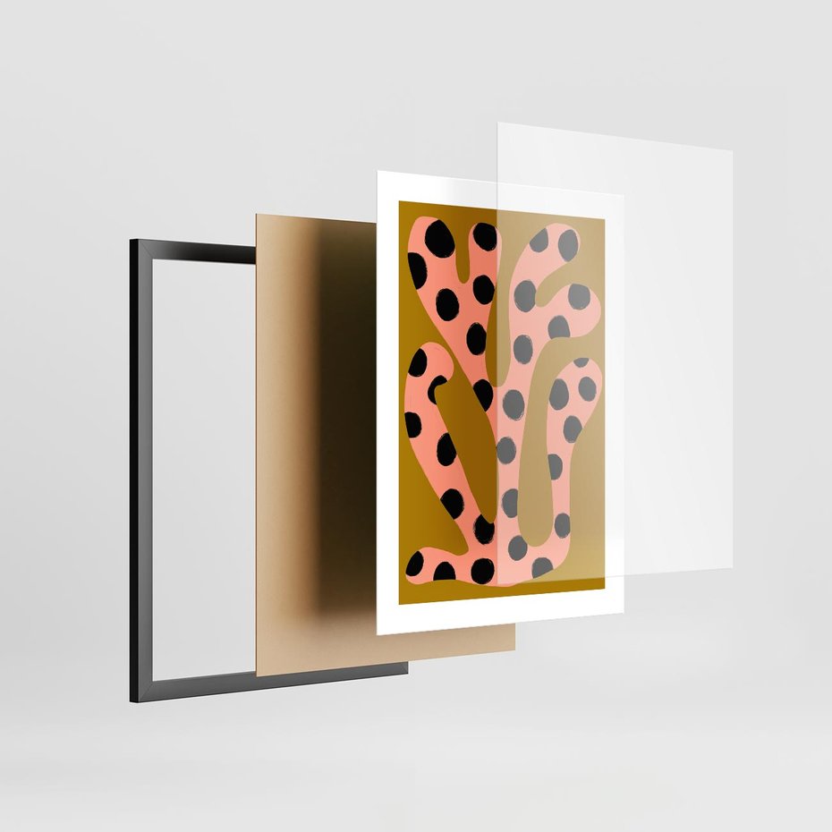 Plakat w ramie 30x40 - Rozkwitająca Wolność Boho - abstrakcyjne boho kształty, dziwne - rama czarna