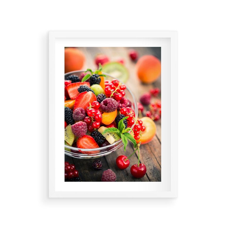Plakat w ramie 30x40 - Smakowite Porywy - owoce, jedzenie - rama biała