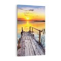 Obraz na płótnie 80x120 - Zachód nad jeziorem z pomostem - pomost, jezioro