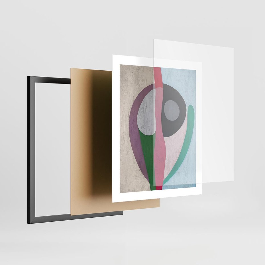 Plakat w ramie 40x50 - Wibracje Kolorów Marzeń - abstrakcyjne dziwne kształty, olejny obraz - rama czarna