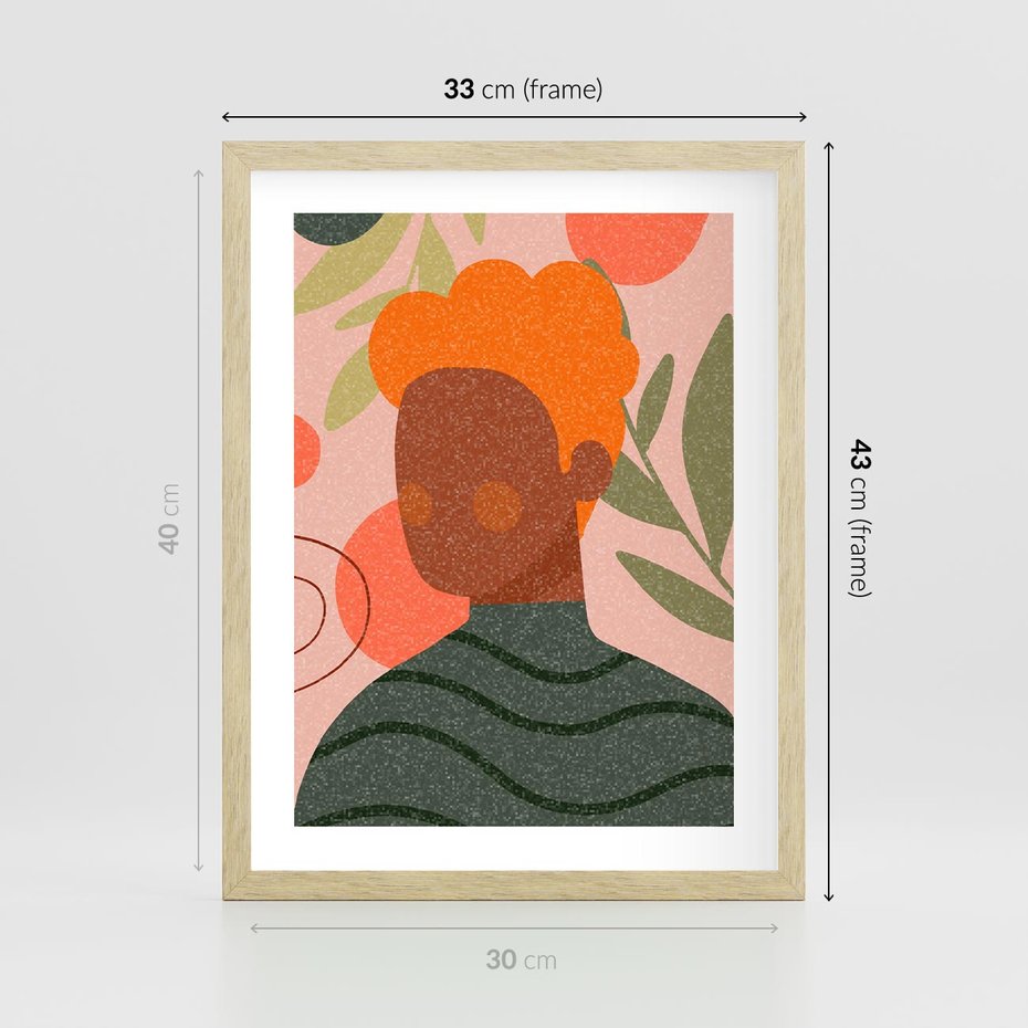Plakat w ramie 30x40 - Kobieca Przestrzeń - nowoczesny plakat, styl retro - rama drewno