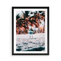 Plakat w ramie 50x70 - Tropikalna Uroda: Plaża z Mewą - tropikalna plaża, mewa na piasku - rama czarna