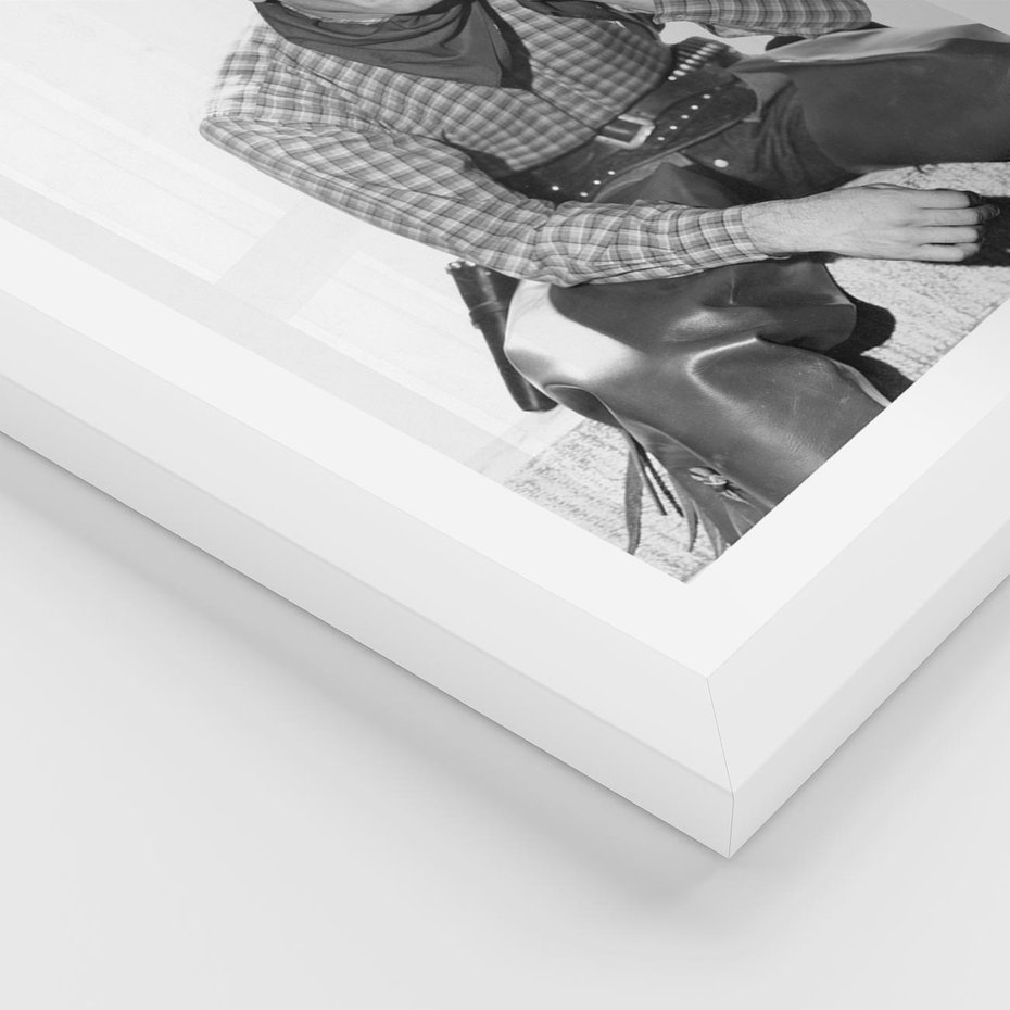 Plakat w ramie 30x40 - Dziki Zachód - retro zdjęcie, czarno białe - rama biała