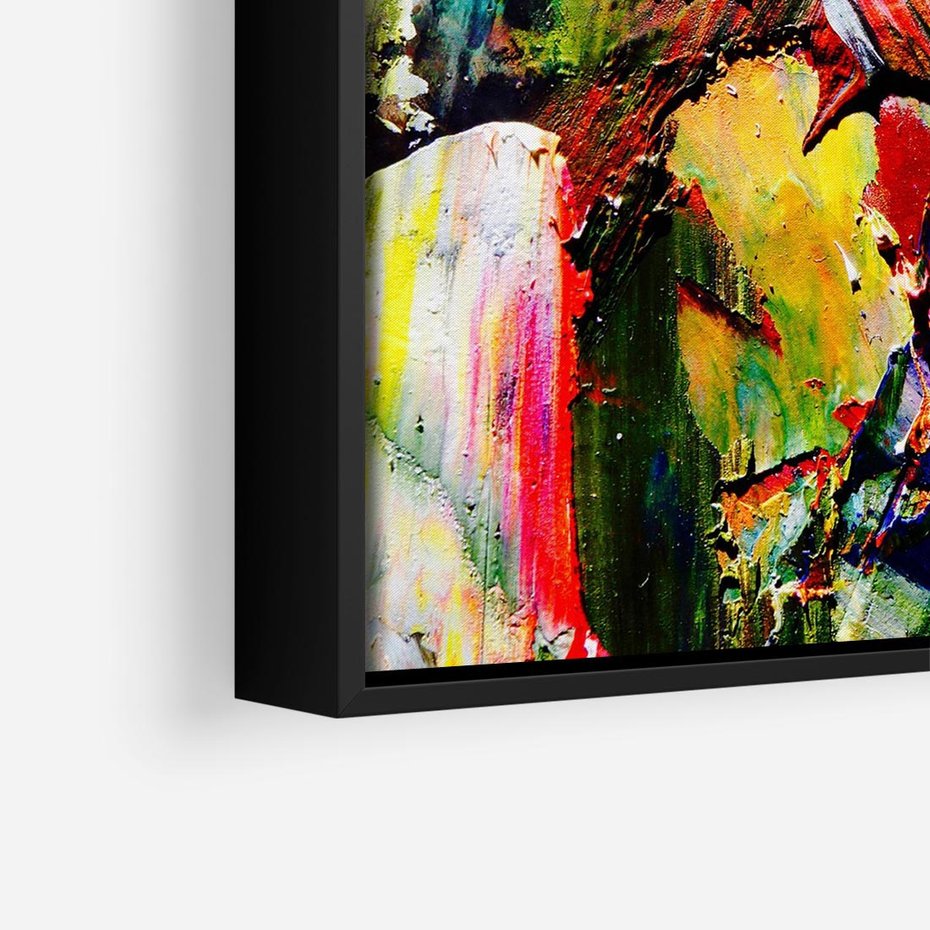 Obraz w ramie 50x50 - Szalejące ognie kolorów - abstrakcja, farby olejne - rama czarna