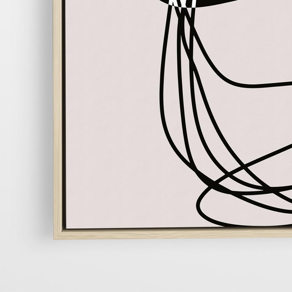 Obraz w ramie 50x50 - Strukturalne Kontrasty - abstrakcyjne szkicowane linie, minimalizm - rama drewno