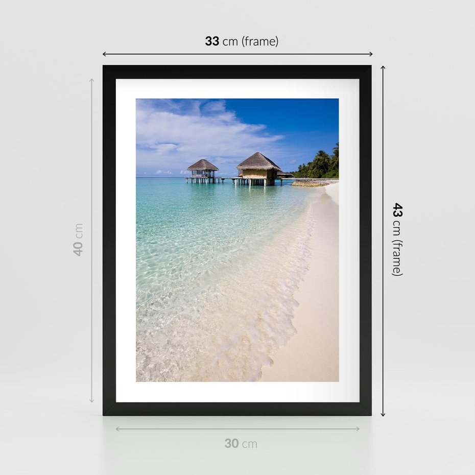 Plakat w ramie 30x40 - Rajski klimat plaży tropikalnej - plaża, tropiki - rama czarna