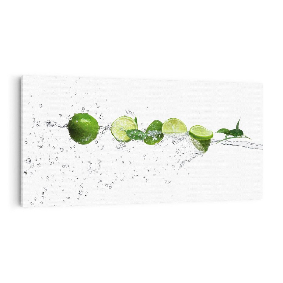 Obraz na płótnie 140x70 - Świeże limonki i woda - limonki, woda