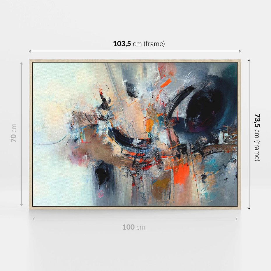 Obraz w ramie 100x70 - Kontrapunkty zatajonych uczuć - dynamiczna abstrakcja, bałagan na płótnie - rama drewno