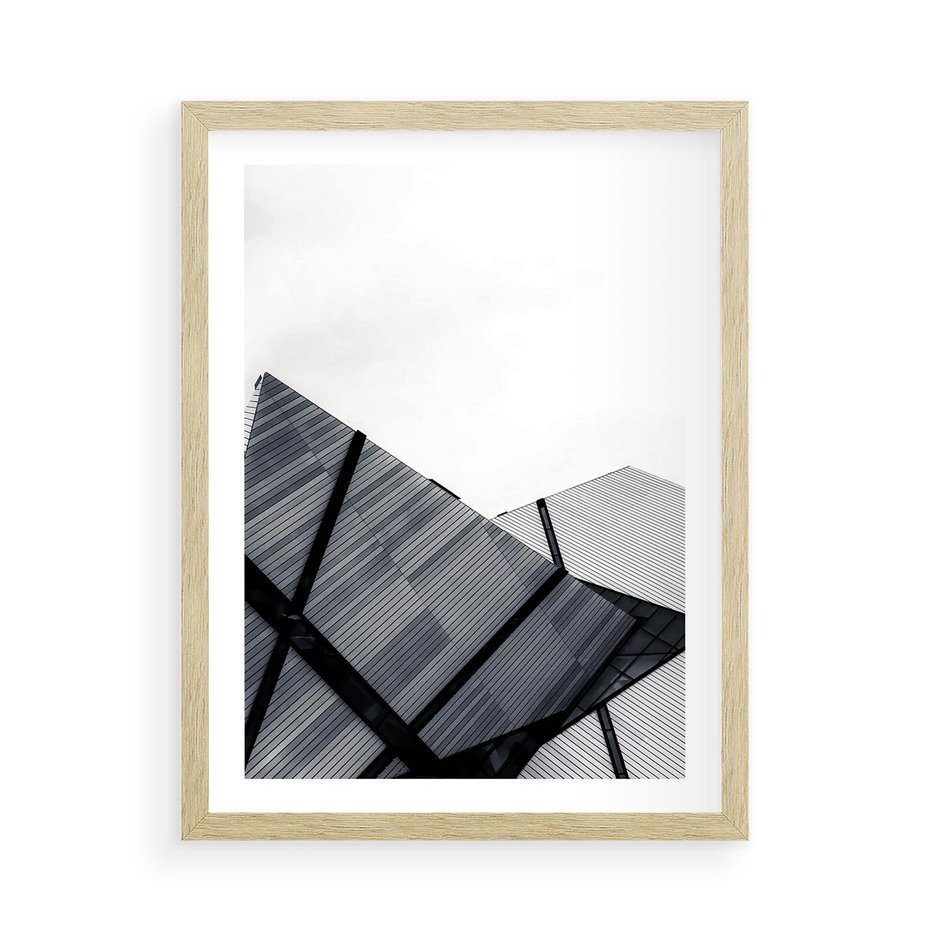 Plakat w ramie 50x70 - Nowoczesna Metropolia - architektura, proste linie - rama drewno