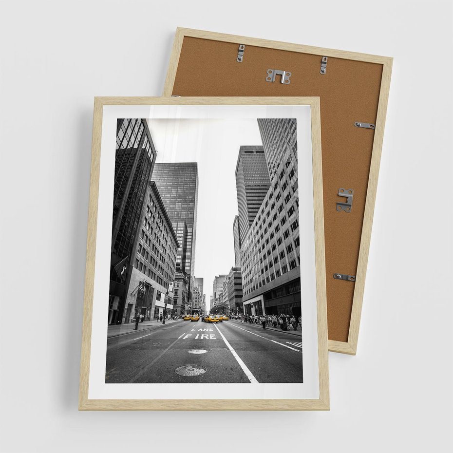 Plakat w ramie 50x70 - Ulica Nowego Jorku - ulica, Nowy Jork - rama drewno