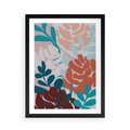 Plakat w ramie 50x70 - Impresje Kształtów - abstrakcyjna kompozycja kwiatowych form, kolor zgaszone - rama czarna
