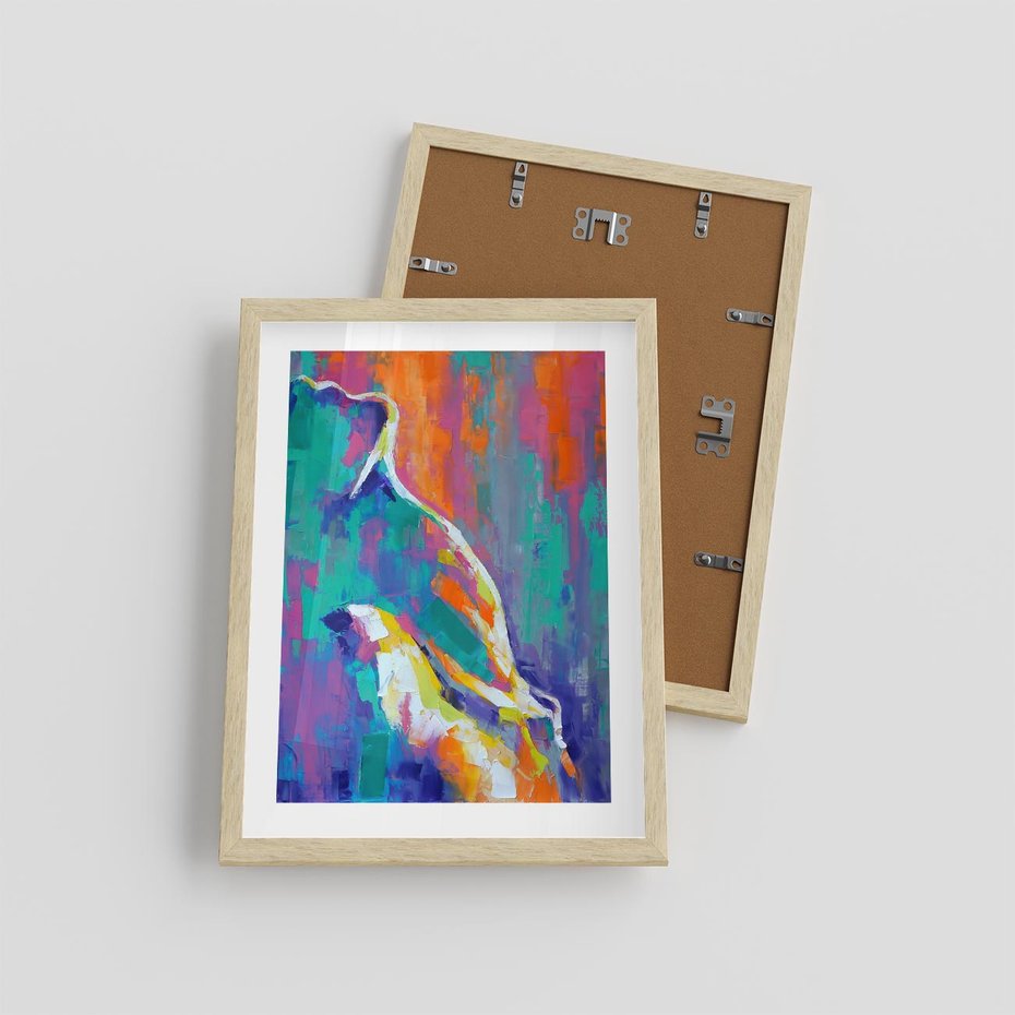 Plakat w ramie 30x40 - Olejne Wibrujące Emocje - abstrakcyjny obraz, różne kolorowe maźnięcia pędzla - rama drewno