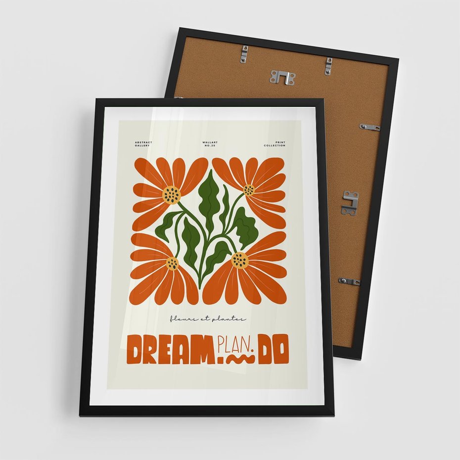 Plakat w ramie 50x70 - Księga Abstrakcji - sztuka nowoczesna, kolorowe kwiaty - rama czarna