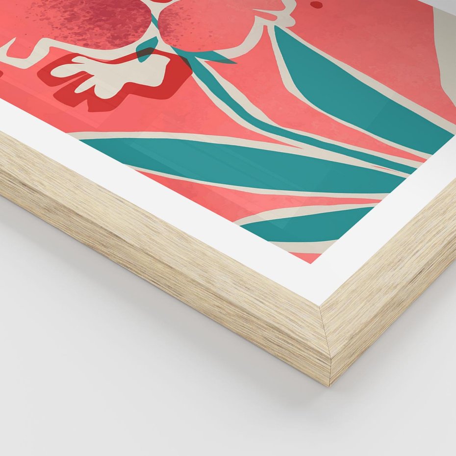 Plakat w ramie 30x40 - Rozkwitające Plamy i Formy - nowoczesny plakat, abstrakcyjne kwiaty - rama drewno