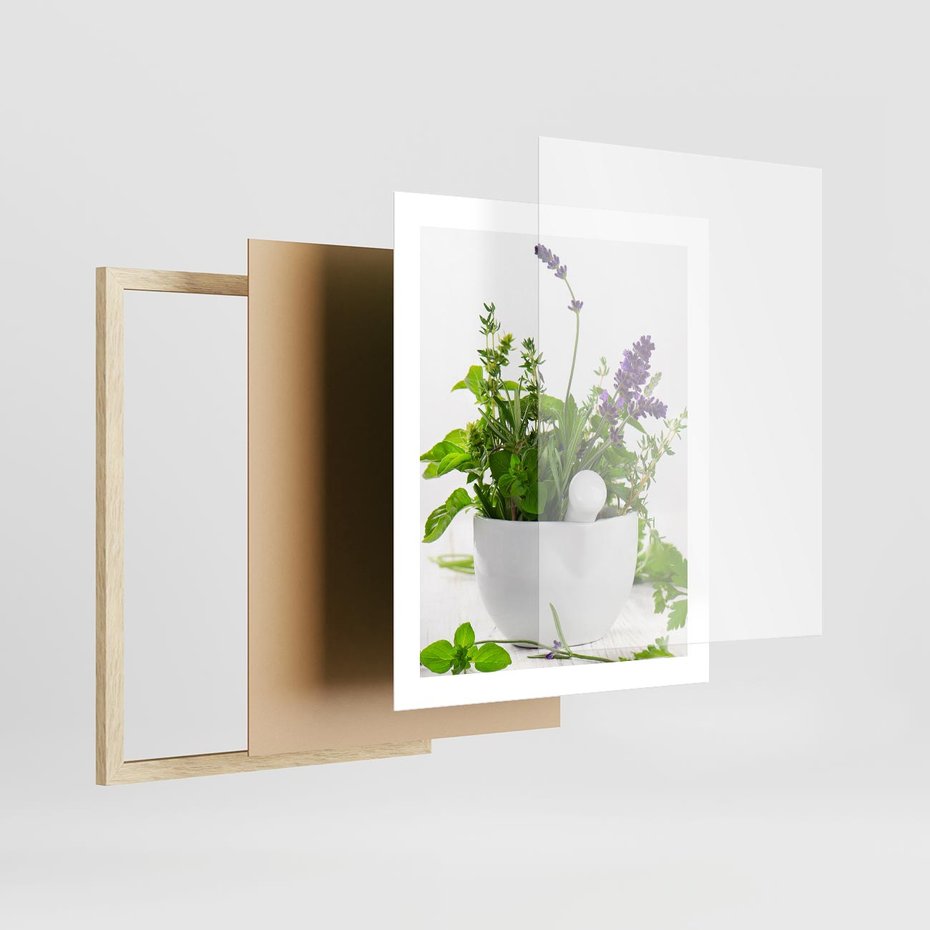 Plakat w ramie 40x50 - Kwiaty i zioła w restauracji - kwiaty, zioła - rama drewno