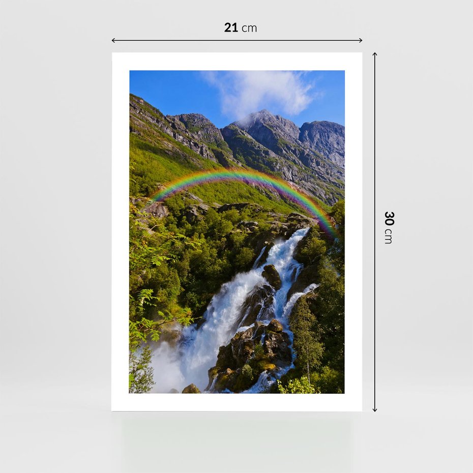 Plakat bez ramy 21x30 - Tęczowe góry - harmonia kolorów - tęcza, góry