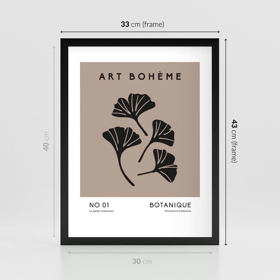 Plakat w ramie 30x40 - Botaniczne wymysły - sztuka boho, plakat - rama czarna