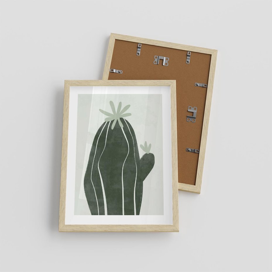 Plakat w ramie 30x40 - Zieleń Inspirującego Życia - zielony plakat, minimalizm - rama drewno