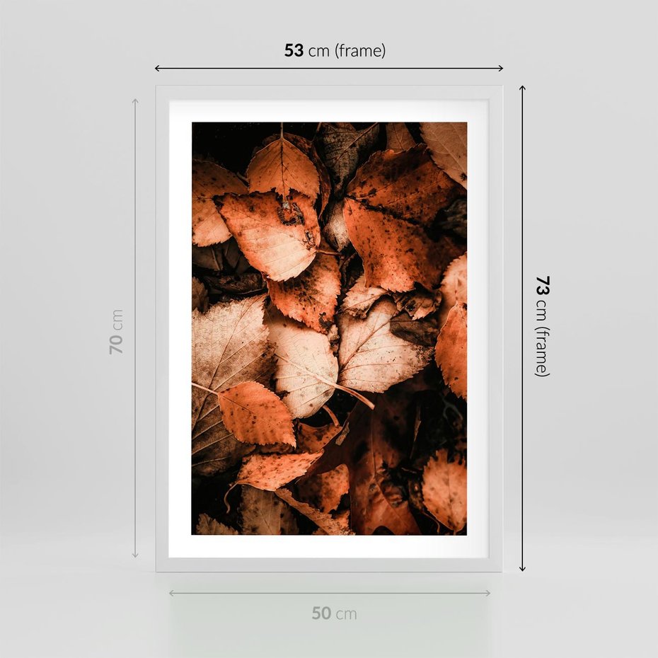 Plakat w ramie 50x70 - Jesienna Paleta - liście, jesień - rama biała