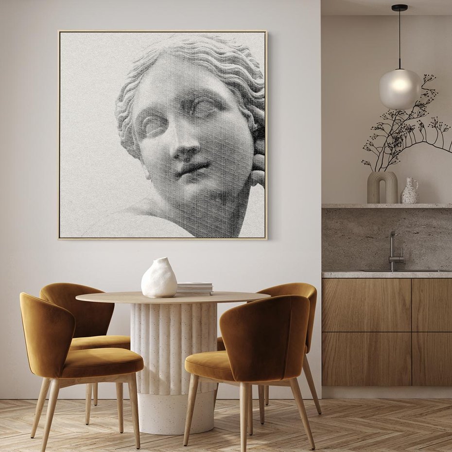 Obraz w ramie 80x80 - Szarość w Kamieniu - monochromatyczna marmurowa rzeźba, odcienie szarości - rama drewno