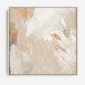 Obraz w ramie 80x80 - Elegancja w Złocistym Chaosie - złoto beż, abstrakcja - rama drewno